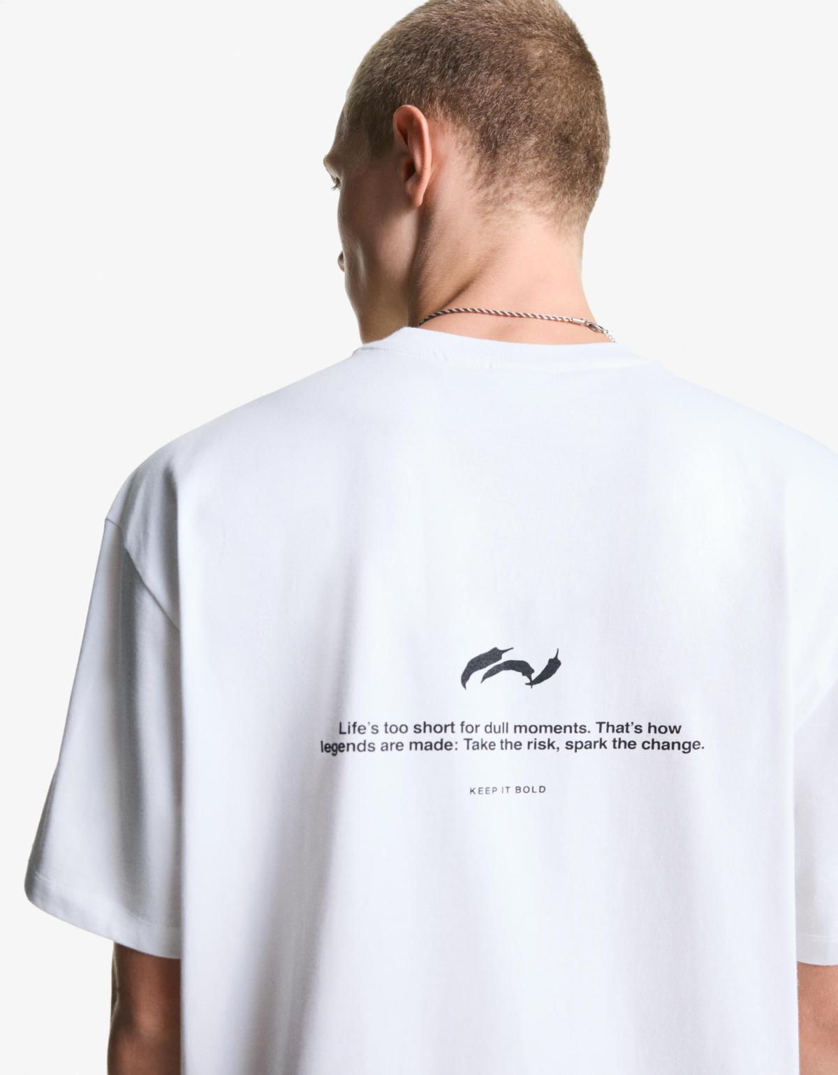 버쉬카 화이트 프린트 오버핏 반팔 티셔츠 8049/696 WHITE - 상세 이미지 5