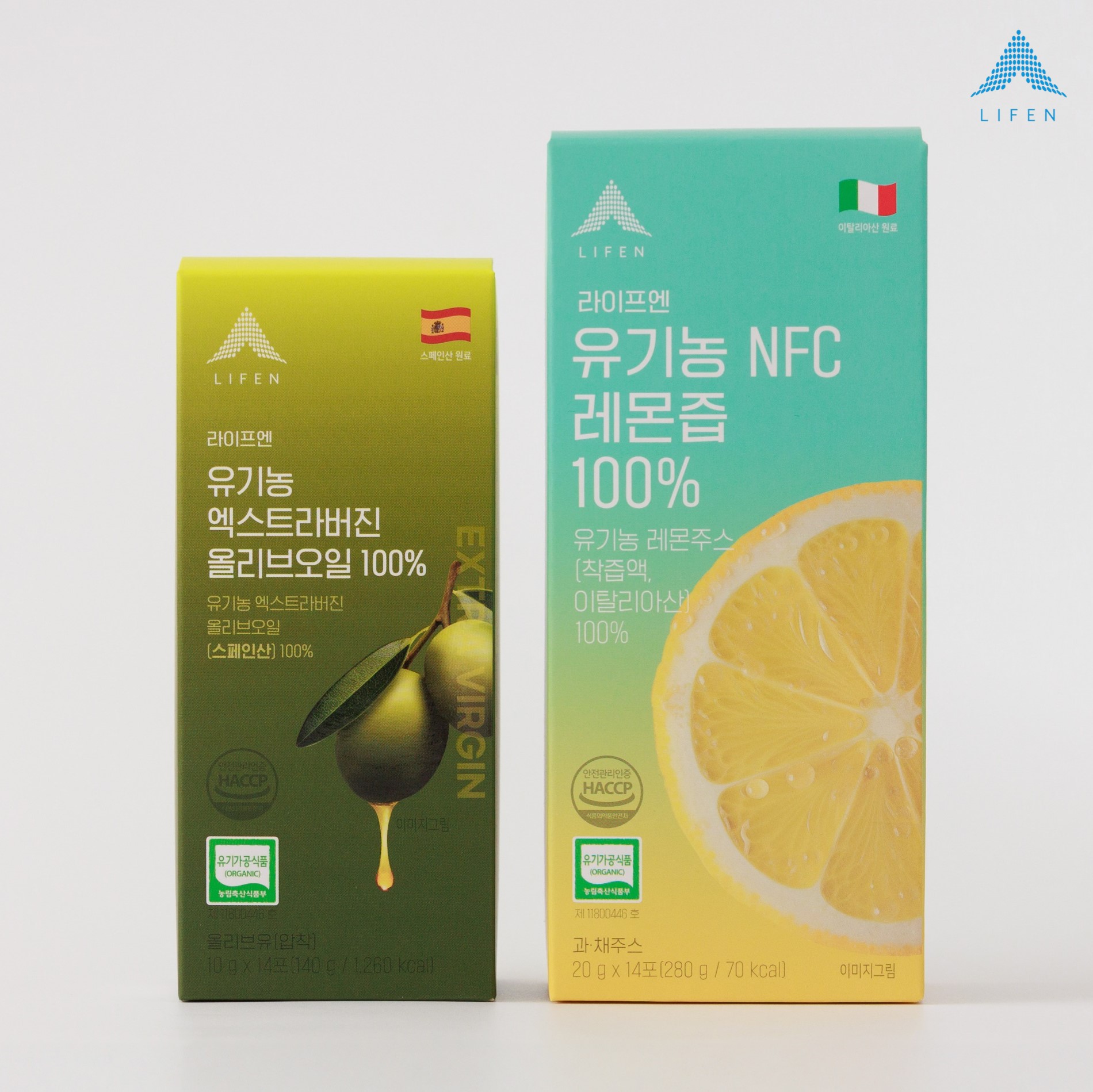 [초록마을]라이프엔 유기농 올레샷 세트 NFC레몬즙+엑스트라버진올리브오일 28포, 1개 - 상품 이미지