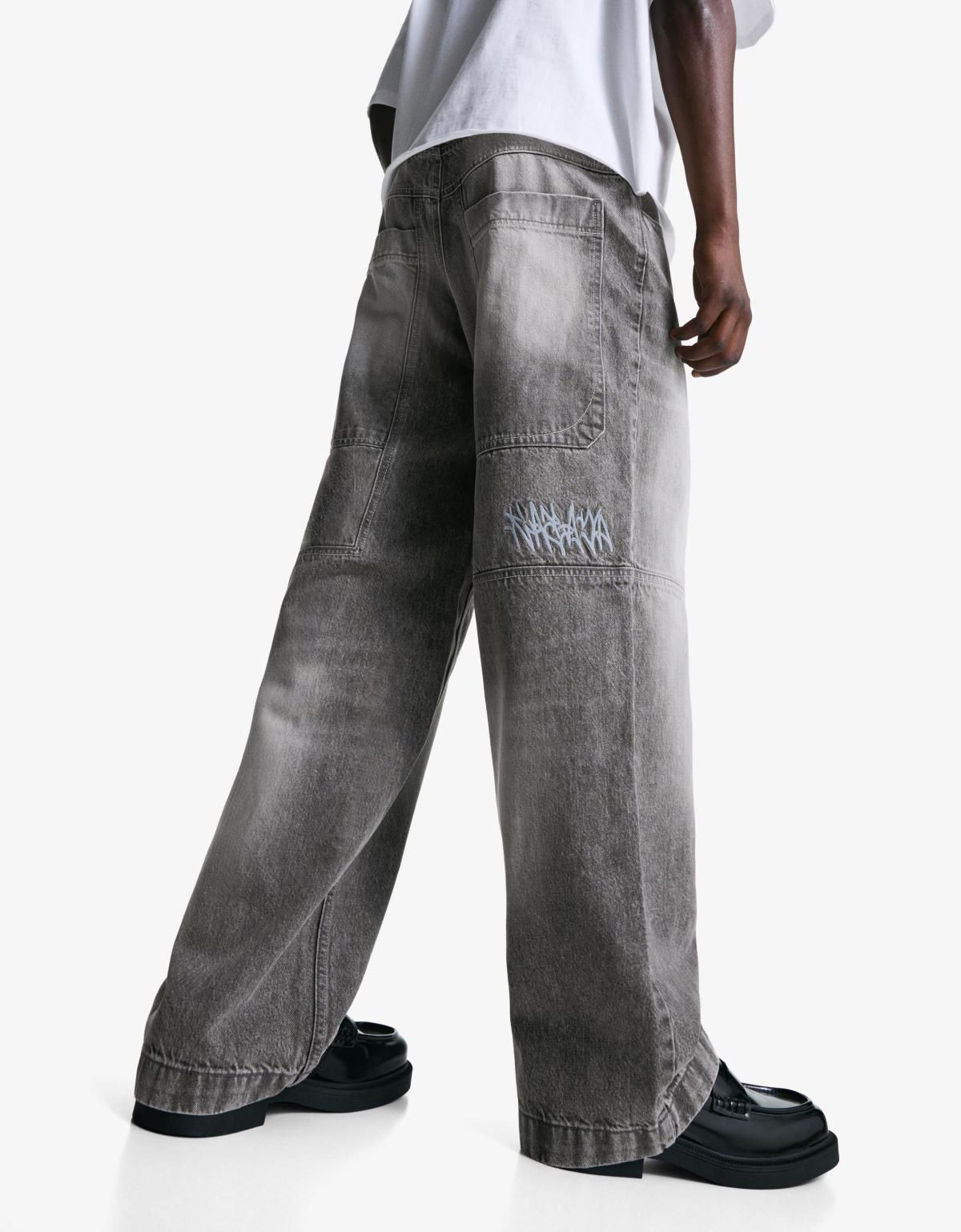 버쉬카 스트리트 와이드핏 배기 데님 팬츠 5353/352 GREY - 메인 이미지