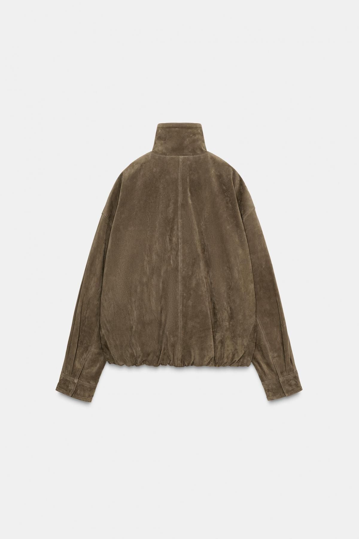 자라 볼륨핏 스웨이드 레더 하이넥 자켓 4341/877 LIGHT KHAKI 이미지 7