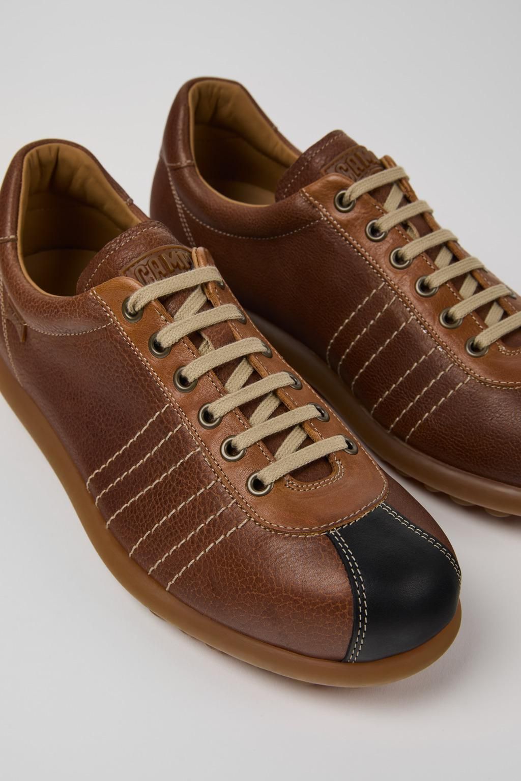 캠퍼 아이코닉 멀티컬러 레더 스니커즈 Pelotas K101018-004 BROWN - 상세 이미지 2