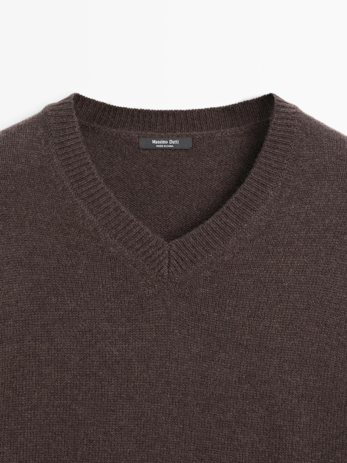 마시모두띠 오버사이즈 브이넥 울블렌드 니트 스웨터 5615/693 BROWN - 상세 이미지 3