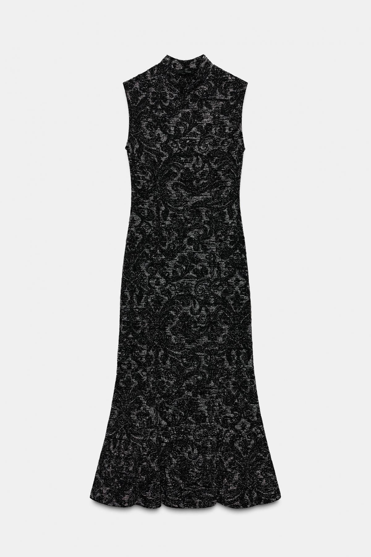 자라 메탈릭 얀 자카드 미디 원피스 4770/400 BLACK / SILVER - 메인 이미지