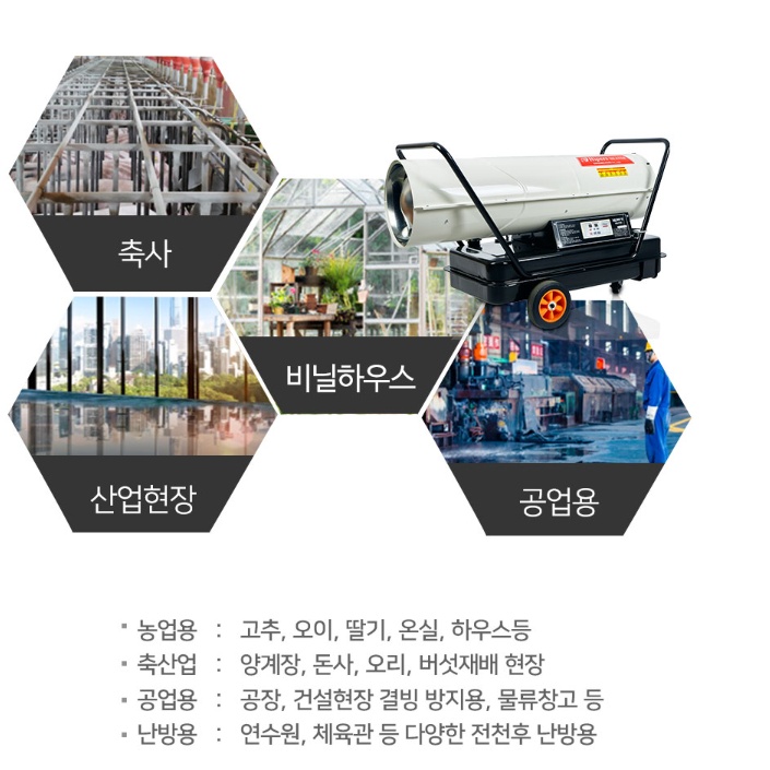 공업용열풍기 농업용 축사 양계장 하우스 등유 이동식 대포열풍기 - 상세 이미지 5