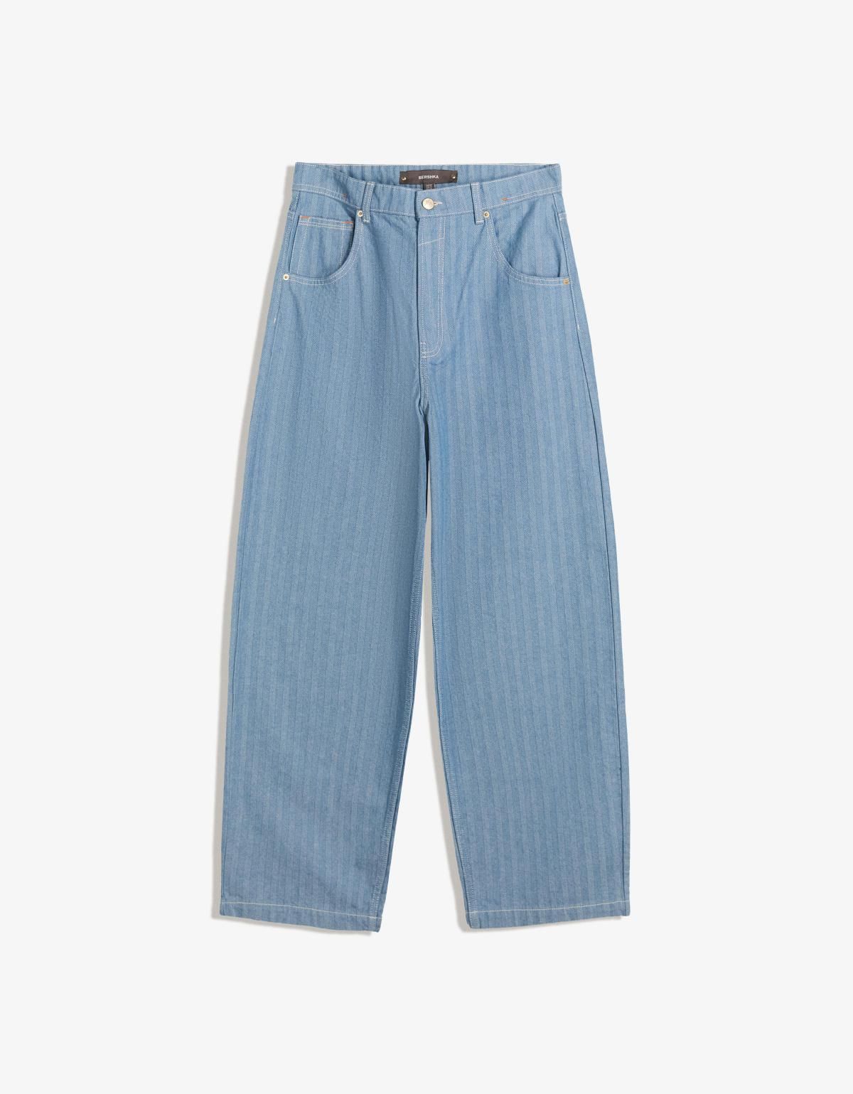 버쉬카 스트라이프 데님 슈퍼 배기 와이드핏 청바지 5340/335 LIGHT BLUE - 상품 이미지