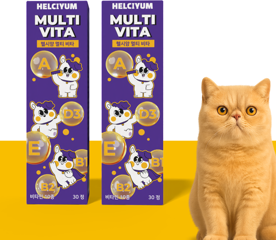 헬시얌 멀티비타 고양이 종합영양제 간식 미네랄 멀티비타민 활력 올인원영양제 시니어/노령견도움 알러지 개선 30정, 2개 - 상품 이미지