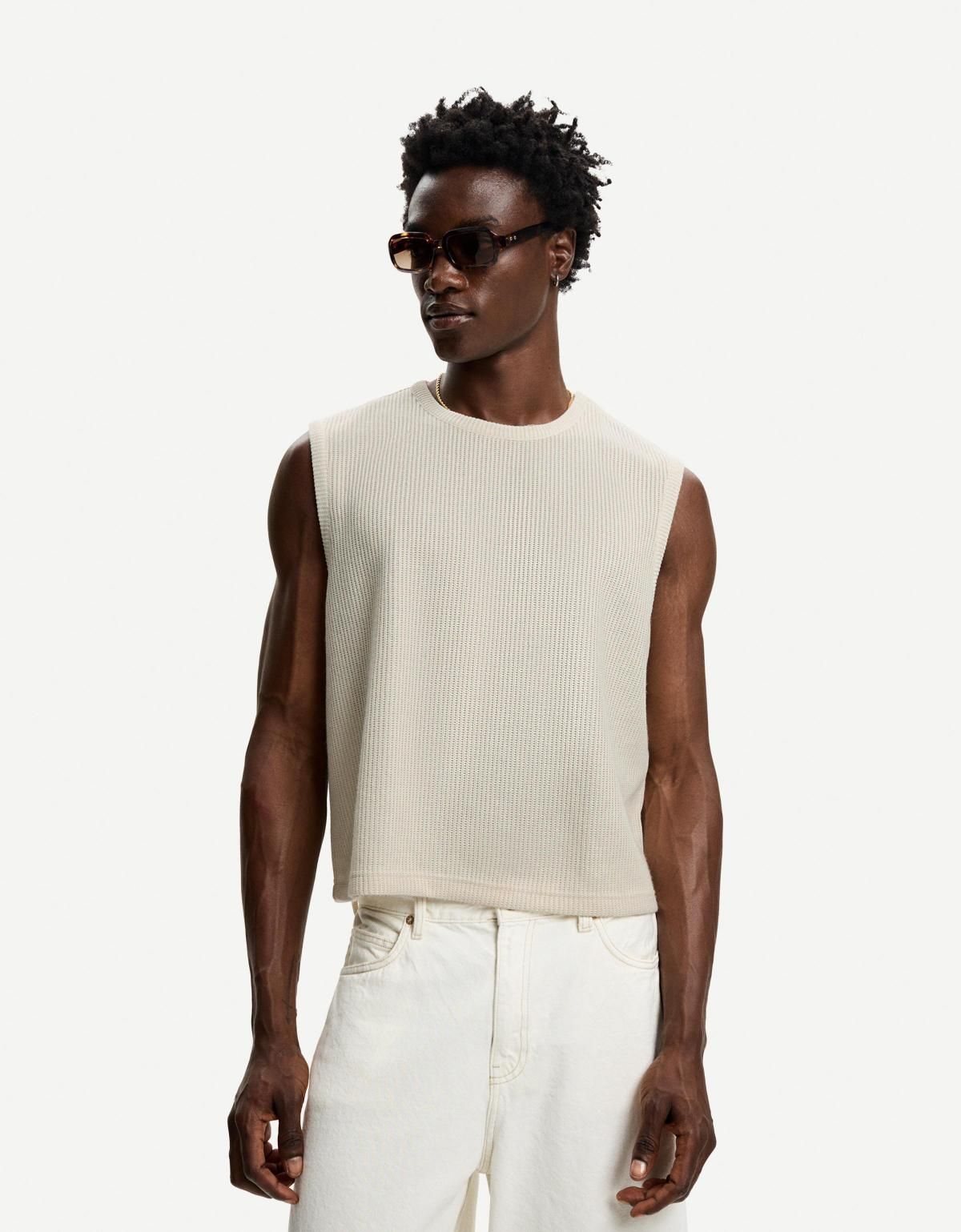 버쉬카 미니멀 베이직 웨이스트코트 니트 베스트 8627/714 OFF WHITE - 상세 이미지 2