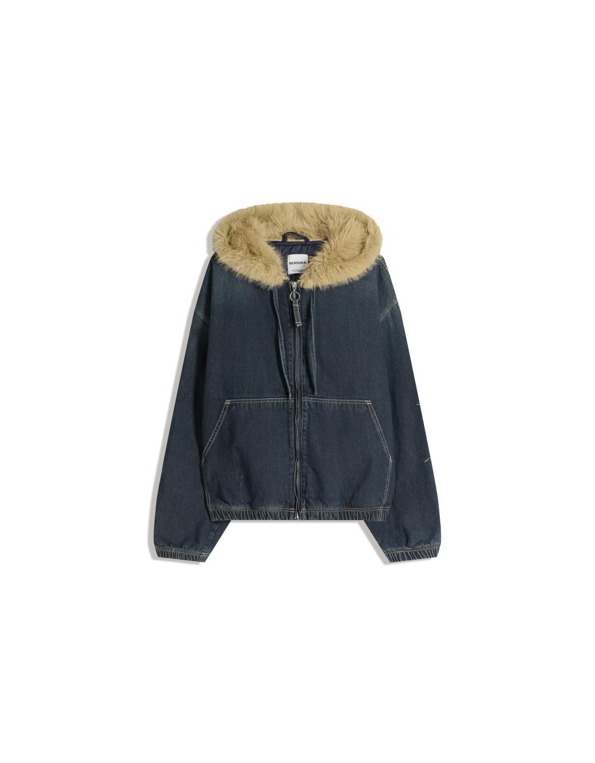 버쉬카 테크니컬 퍼 카라 데님 재킷 6756/074 NAVY - 상품 이미지