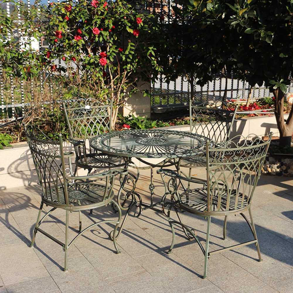 야외 철제 테이블세트 안뜰 정원 발코니 협탁 체어 - 상품 이미지