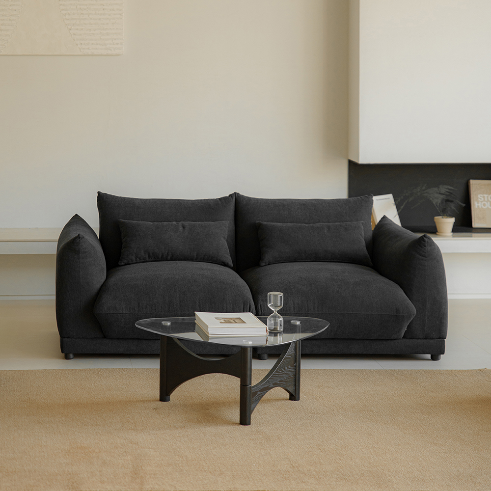 퍼지 DAVIS 기능성 원단 패브릭 모듈 소파 블랙, 3인용