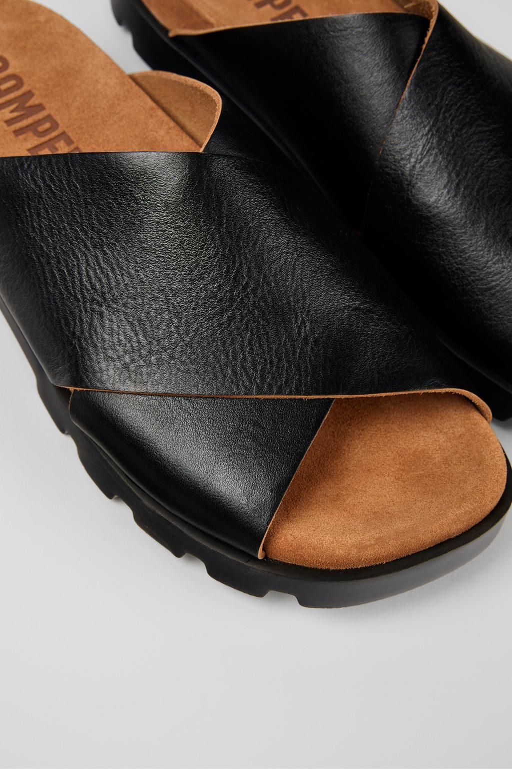 캠퍼 블랙 레더 스트랩 샌들 Brutus K100775-014 BLACK - 상세 이미지 2