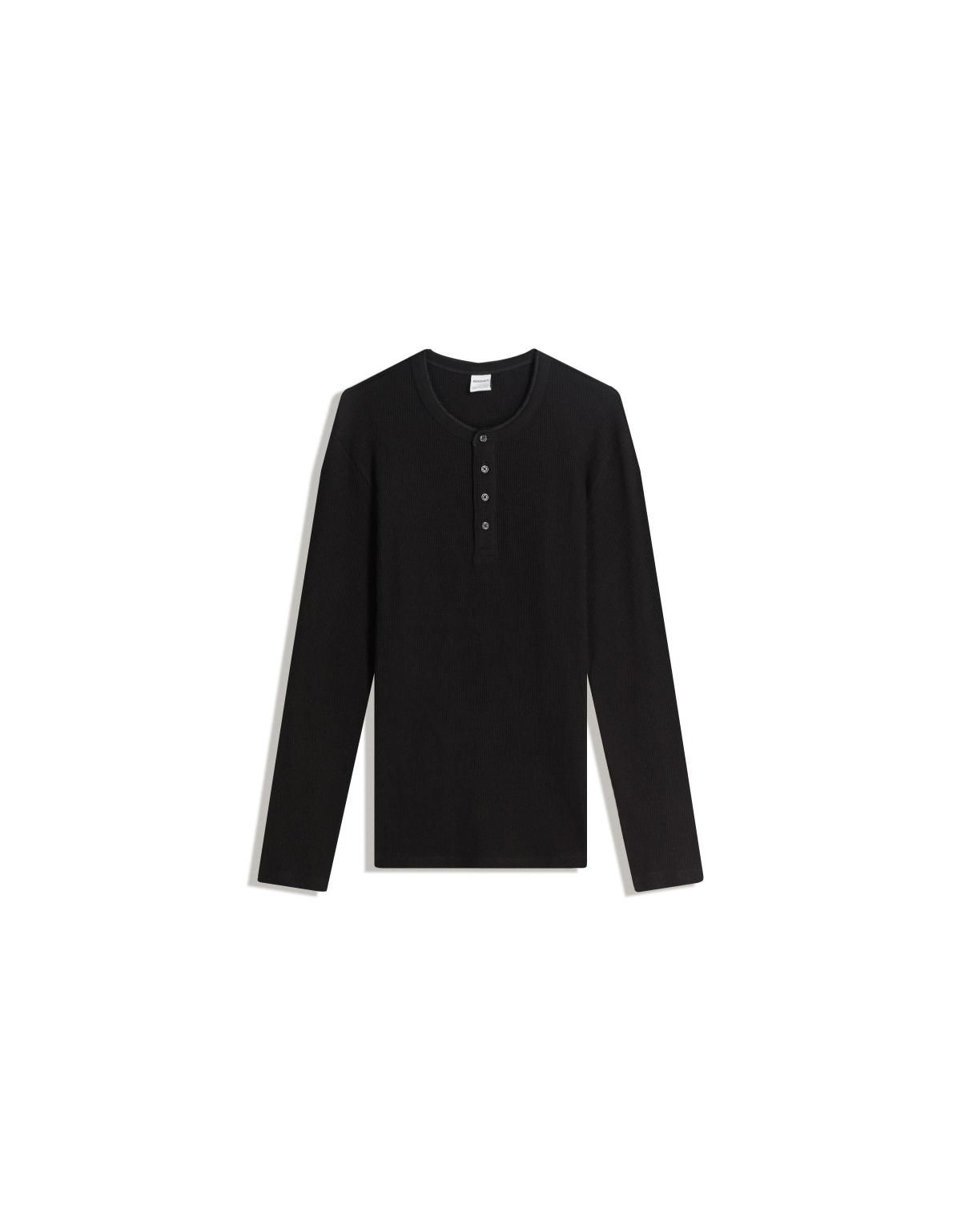 버쉬카 슬림핏 베이직 헨리넥 긴팔 티셔츠 8123/152 BLACK - 메인 이미지