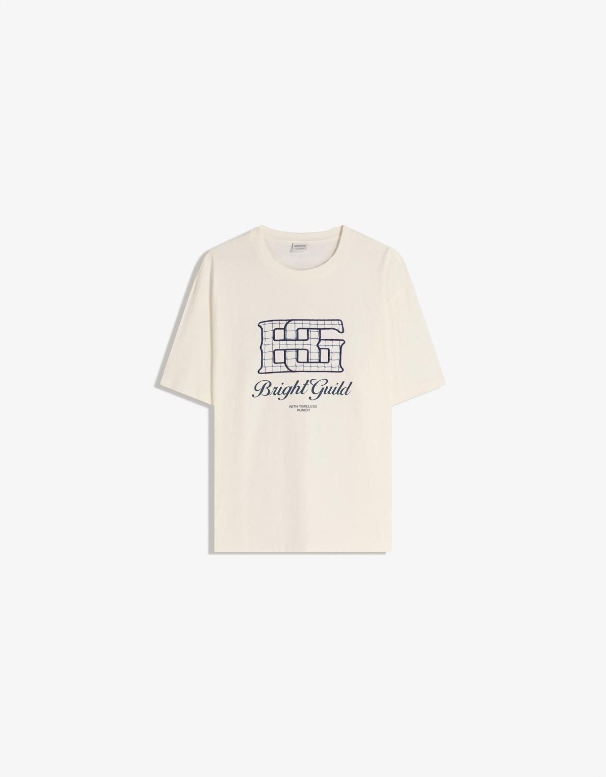 버쉬카 프린트 라운드넥 반팔 티셔츠 8097/696 OFF WHITE - 메인 이미지