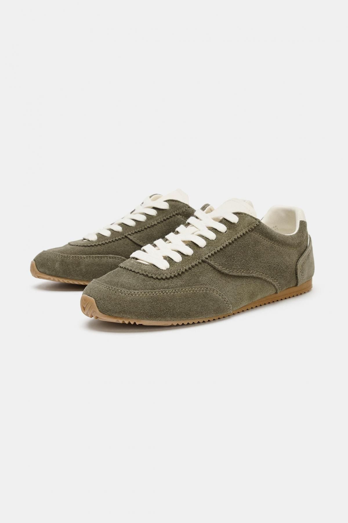 자라 스웨이드 배색 로우탑 스니커즈 5048/610 KHAKI GREEN - 상세 이미지 3