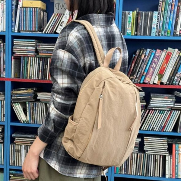 캐주얼 여성 백팩 베이직 투라인 지퍼 백팩 나일론 - 상품 이미지
