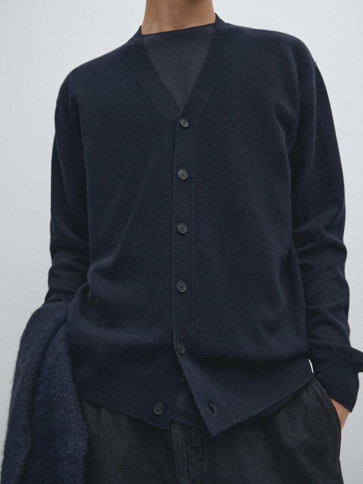 마시모두띠 프리미엄 울블렌드 브이넥 니트 가디건 1016/240 NAVY BLUE - 상세 이미지 5