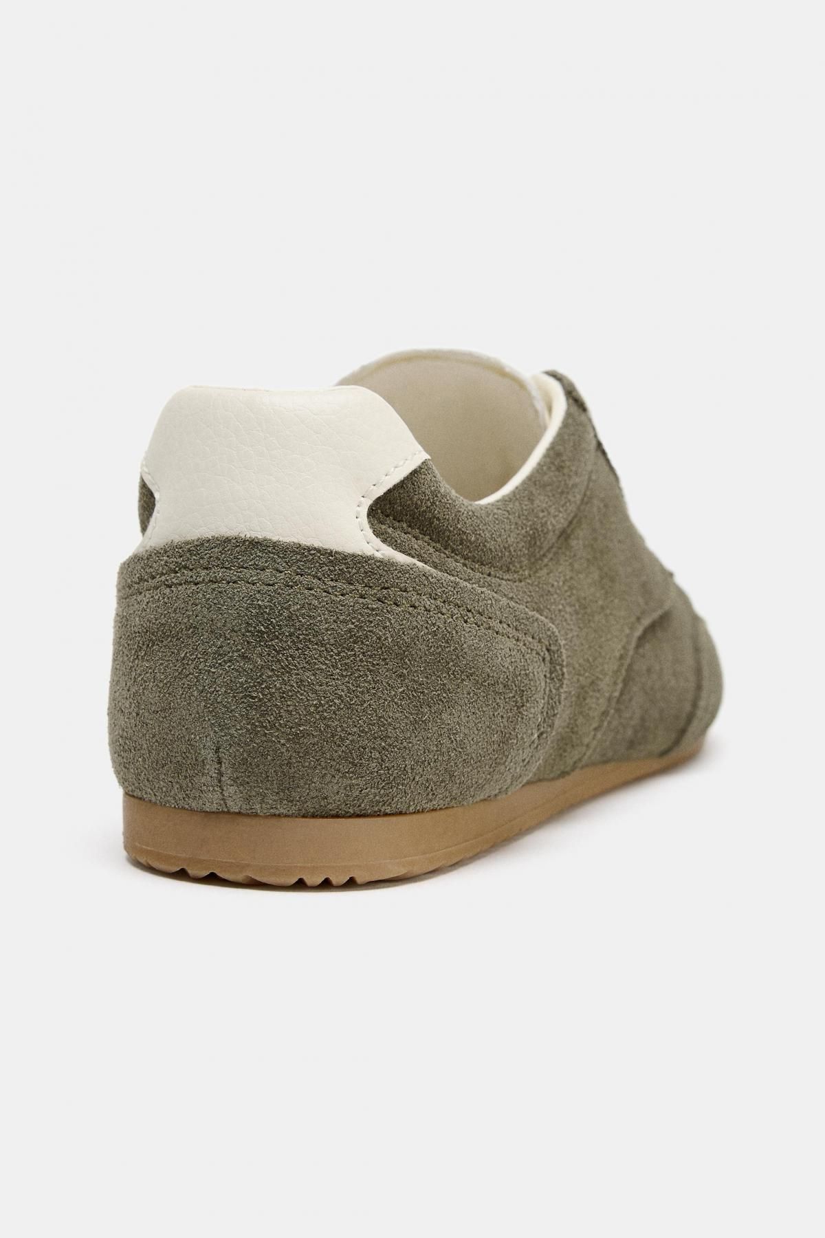 자라 스웨이드 배색 로우탑 스니커즈 5048/610 KHAKI GREEN - 상세 이미지 5