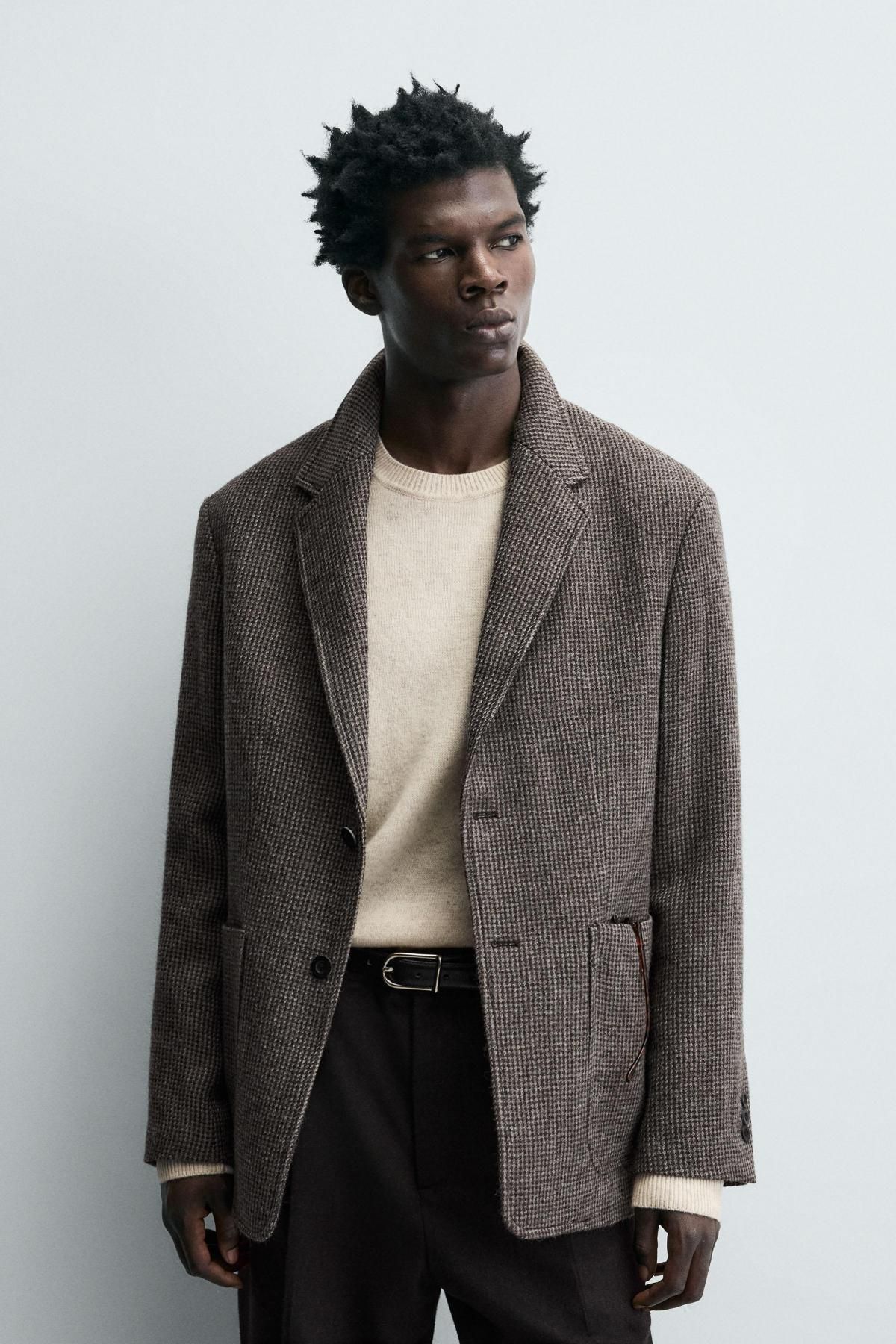 자라 테크니컬 울 텍스처드 테일러드 재킷 6972/287 ANTHRACITE GREY - 상세 이미지 3