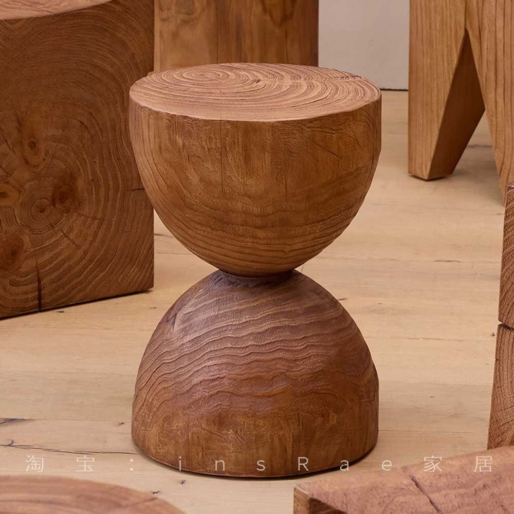 원목 스툴 통나무 의자 자연 감성 인테리어 포인트 A형 32x32x45cm - 상세 이미지 4