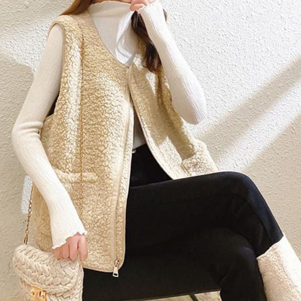 뽀글이 여성 겨울 조끼