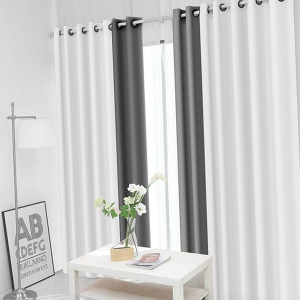 포인트 긴창 암막 커튼 베란다 아일렛 암막 커튼 3중직