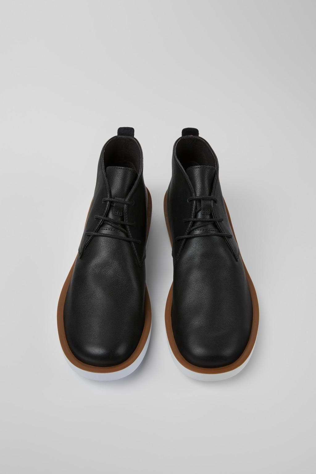 캠퍼 블랙 레더 남성 캐주얼 더비화 Wagon K300378-008 BLACK - 상세 이미지 4