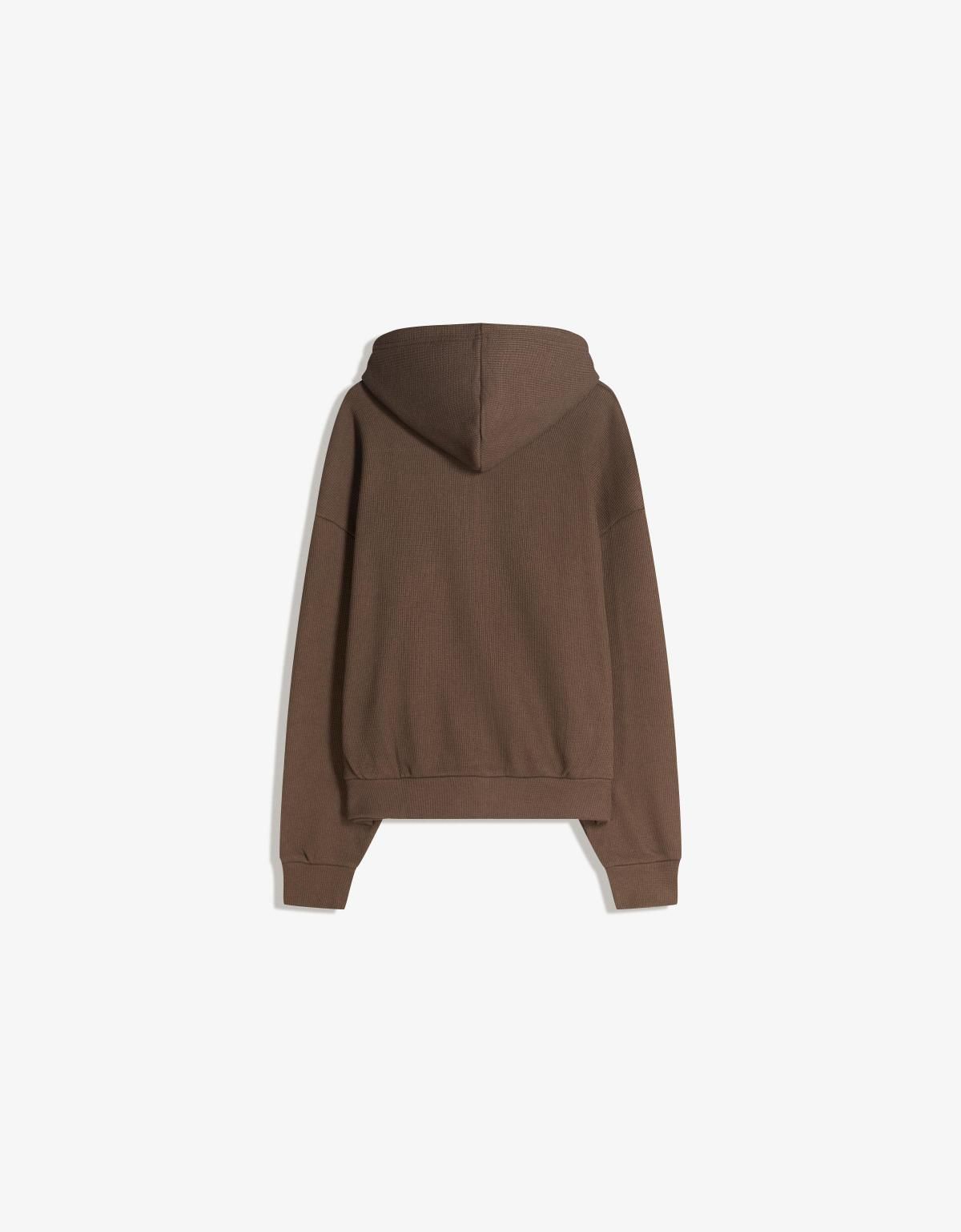 버쉬카 베이직 와플 니트 후드 집업 7049/741 BROWN - 상세 이미지 2