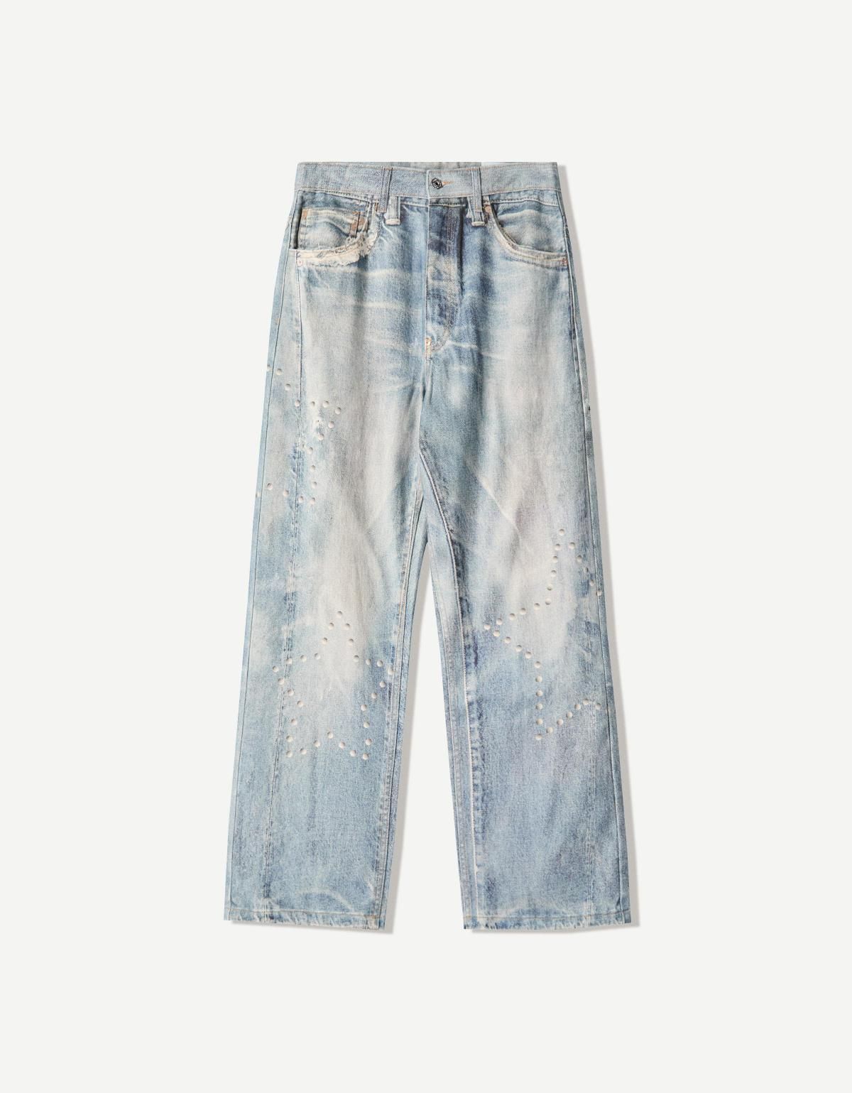 버쉬카 스트리트 배기핏 프린트 데님 청바지 5333/156 LIGHT BLUE - 상세 이미지 4