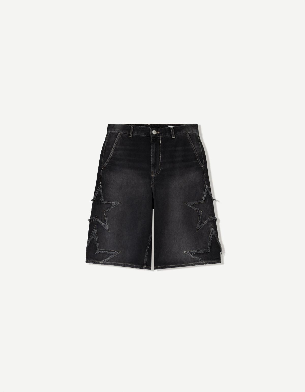 버쉬카 배기 버뮤다 패치 쇼츠 3347/179 BLACK - 상품 이미지