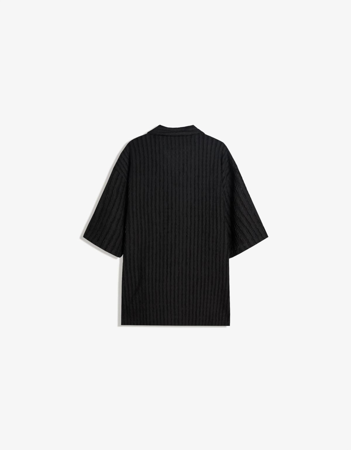 버쉬카 루스핏 스트라이프 반팔셔츠 남성 6369/710 BLACK - 상세 이미지 2