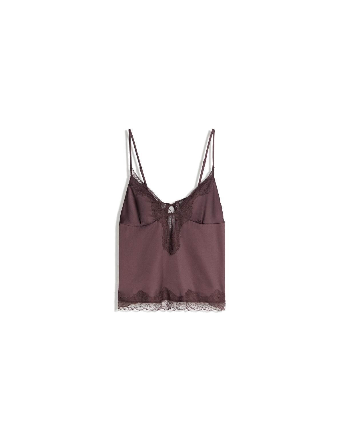 버쉬카 레이스 새틴 스트랩 캐미솔 8794/008 BROWN - 상세 이미지 4