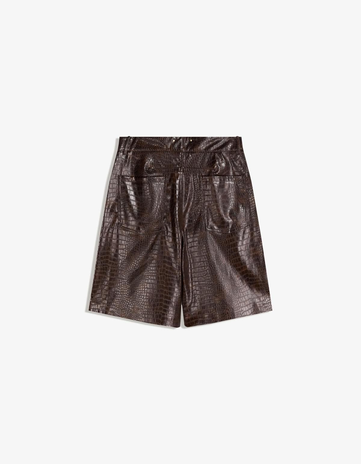 버쉬카 레더 이펙트 와이드 쇼츠 8439/710 BROWN - 상세 이미지 2