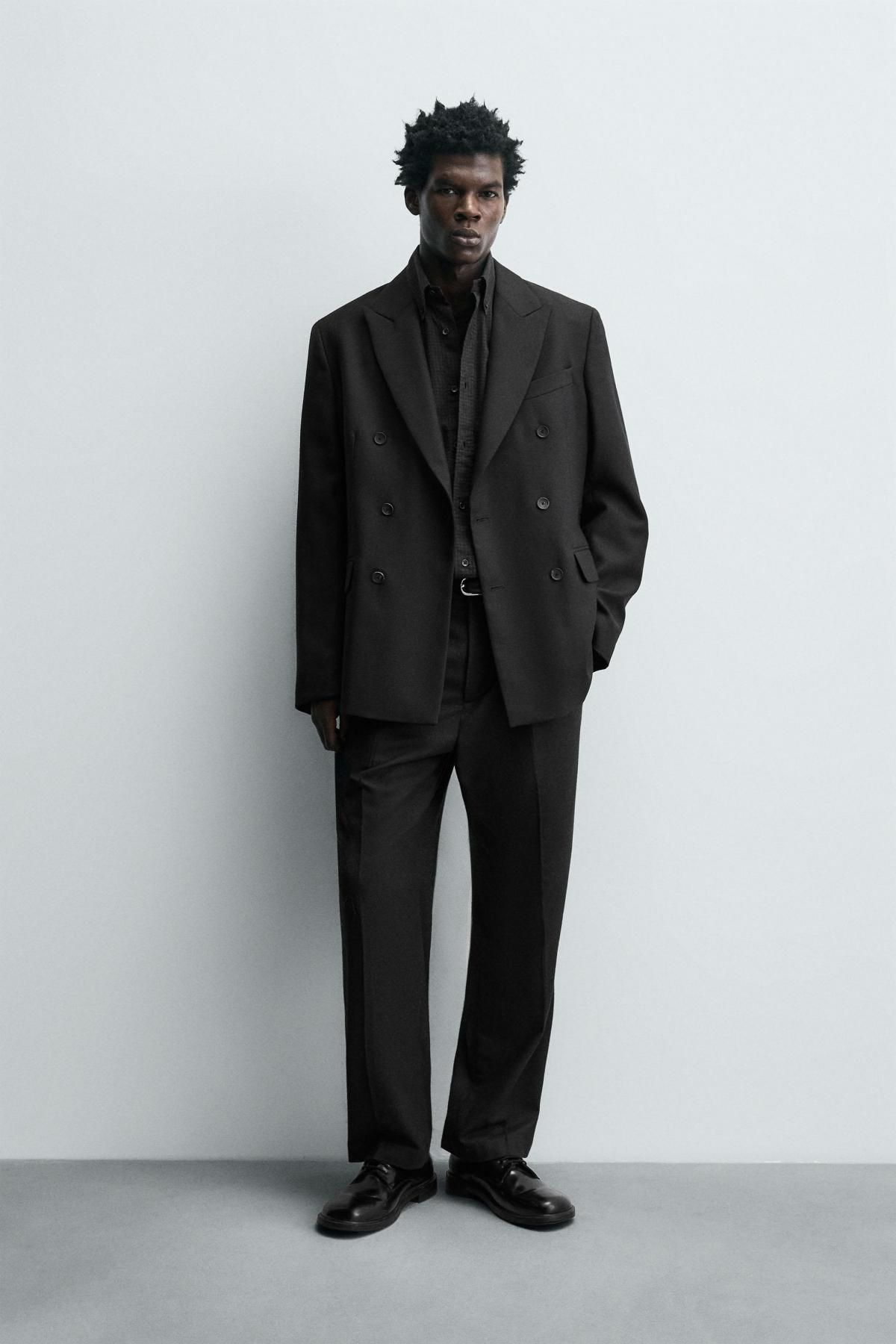 자라 울 블렌드 더블브레스트 수트 블레이저 6997/912 BLACK - 상세 이미지 2