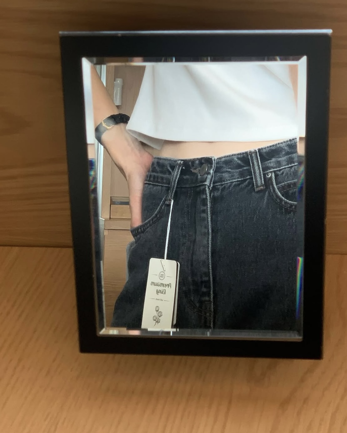 드온도 미드나잇 블루진 진청 데님 하이웨스트 딥블루진 여자 일자 청바지 - 상세 이미지 4