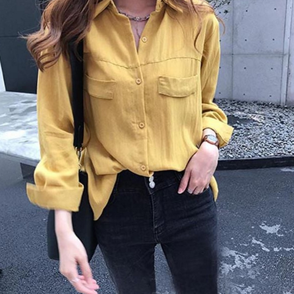 루즈핏 여성 긴 팔 셔츠 데일리 여성 블라우스 - 상품 이미지