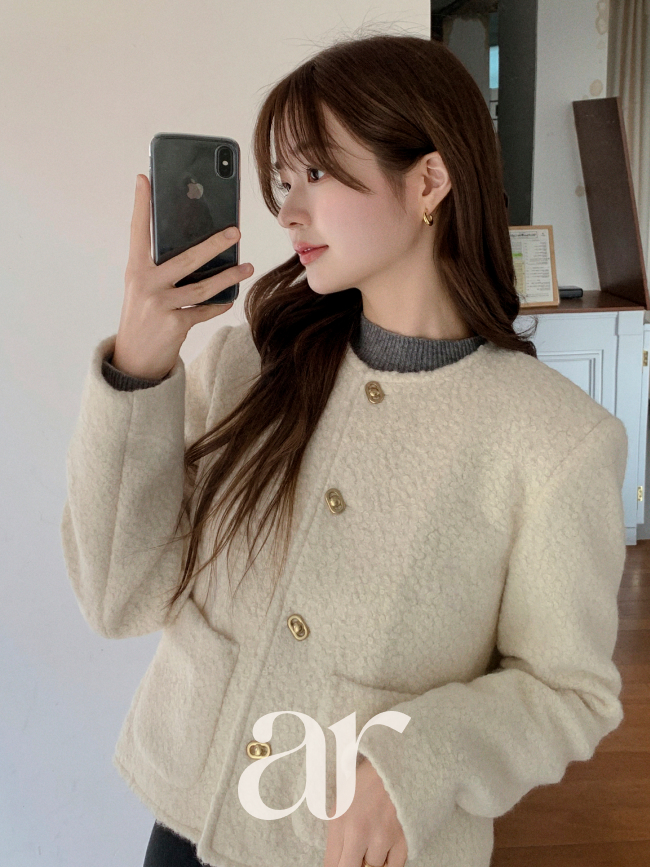 (누빔 안감) 부클 트위드 자켓 jk3022 이미지 8
