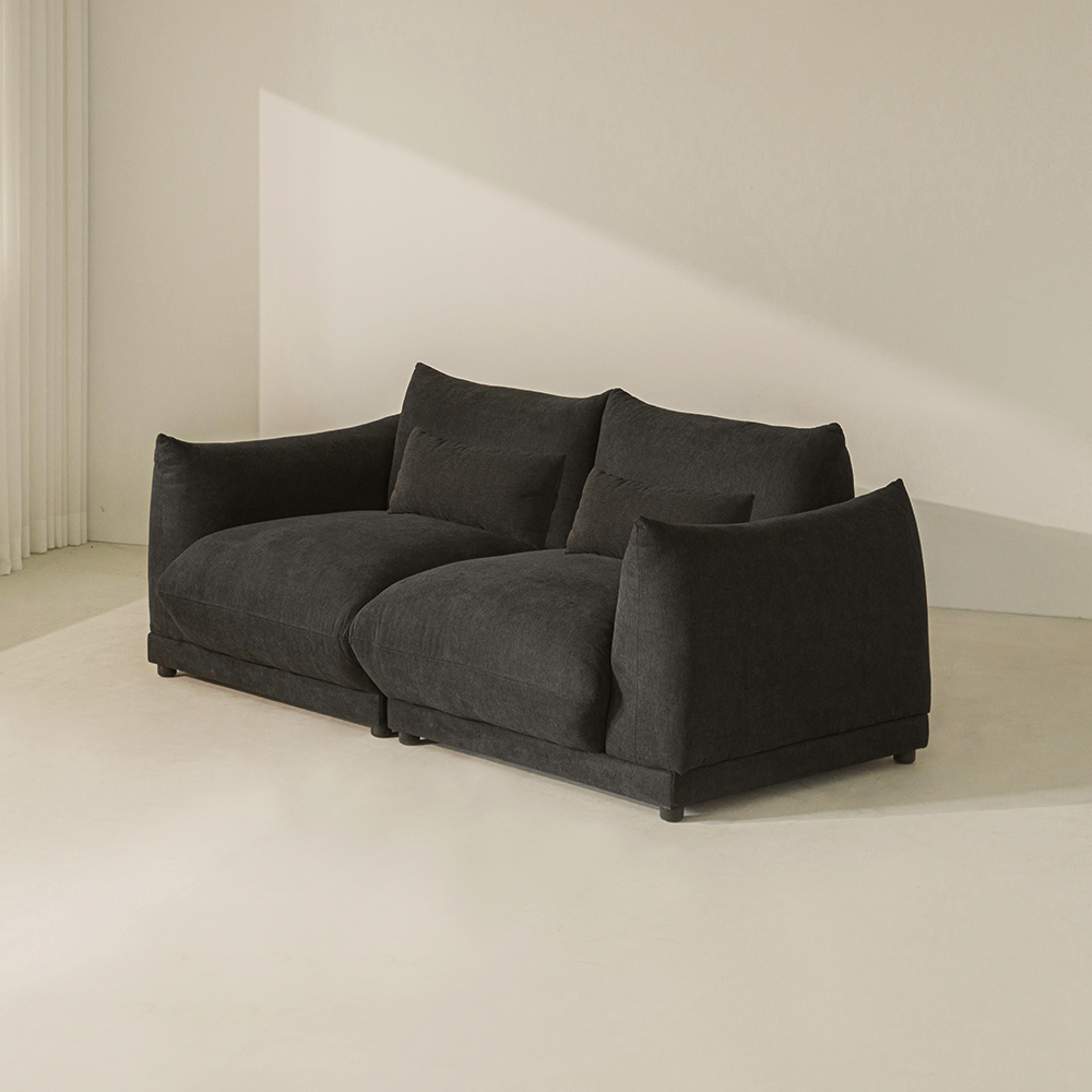 퍼지 DAVIS 기능성 원단 패브릭 모듈 소파 블랙, 3인용