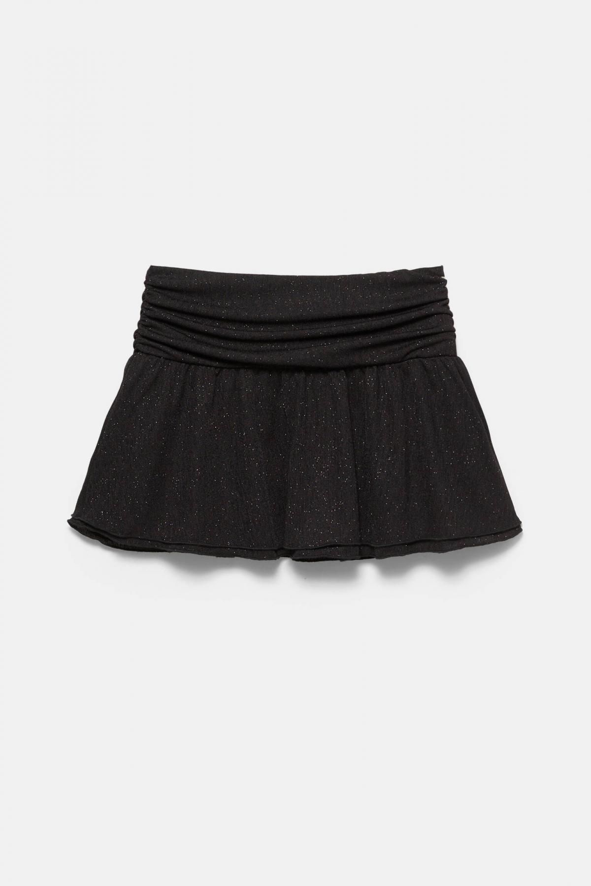 풀앤베어 라인스톤 드레이핑 러플 미니 스커트 7400/346 BLACK - 상품 이미지