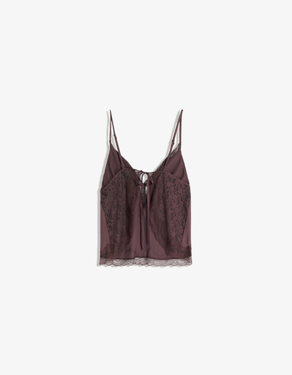 버쉬카 레이스 새틴 스트랩 캐미솔 8794/008 BROWN - 상품 이미지