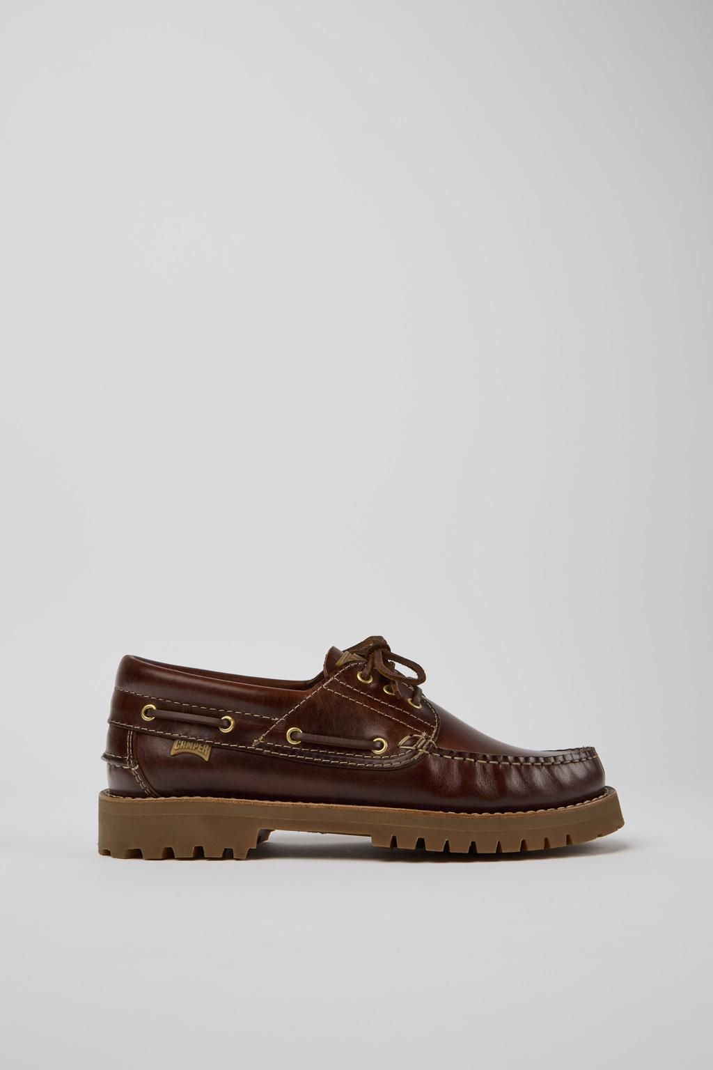 캠퍼 브라운 레더 남성 드라이빙 슈즈 Nautico 15233-001 BROWN - 상품 이미지