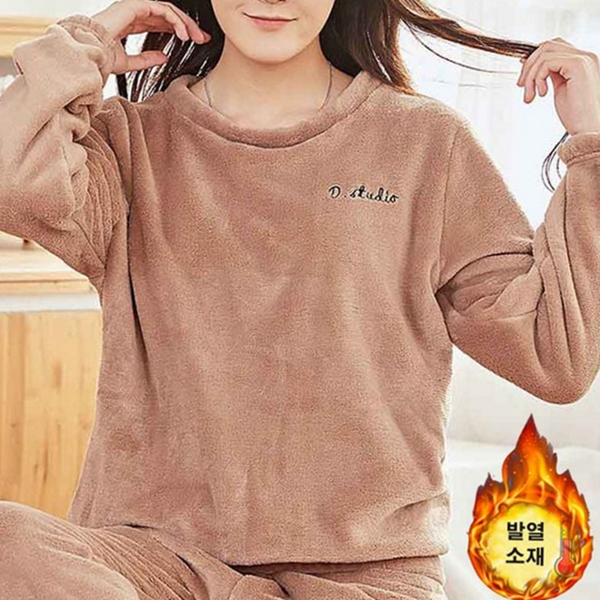 부드러운 여성 수면 잠옷 따뜻한 여성 발열 잠옷 극세사 - 상품 이미지