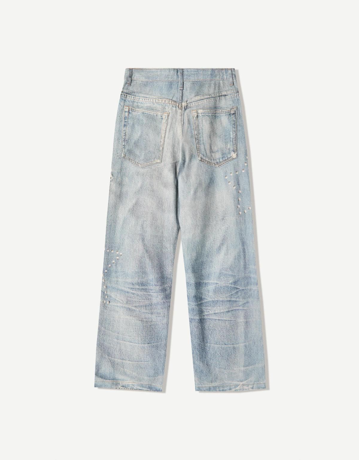 버쉬카 스트리트 배기핏 프린트 데님 청바지 5333/156 LIGHT BLUE - 상세 이미지 5