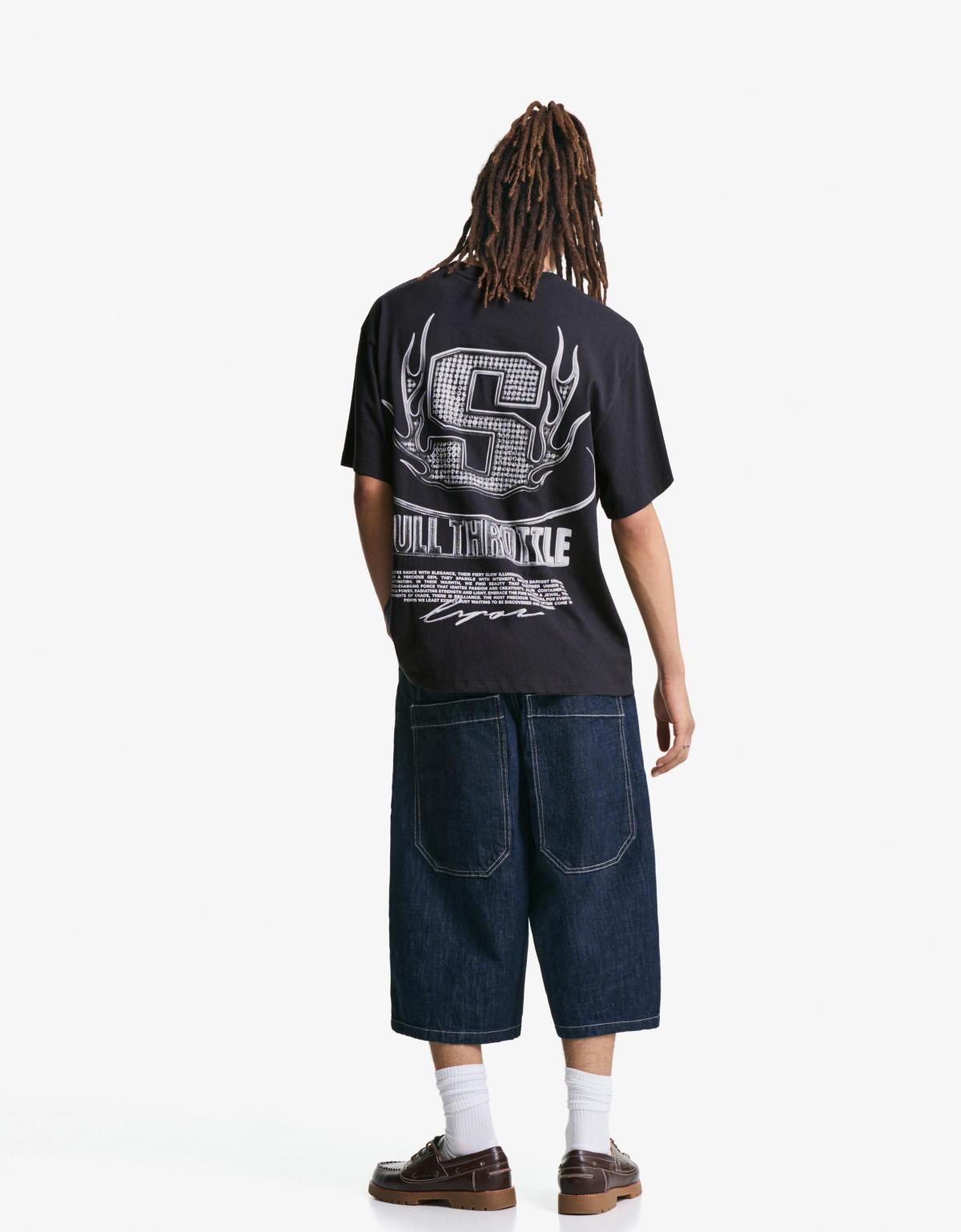 버쉬카 베이직 프린트 반팔 티셔츠 남성용 데일리룩 8035/071 BLACK - 상세 이미지 3