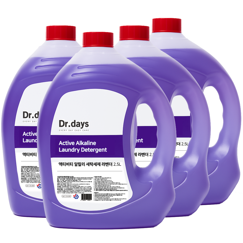 알칼리 세탁세제 라벤더 2.5L 4개 액체 빨래 쉰내 쉰냄새 제거 대용량 일반 드럼