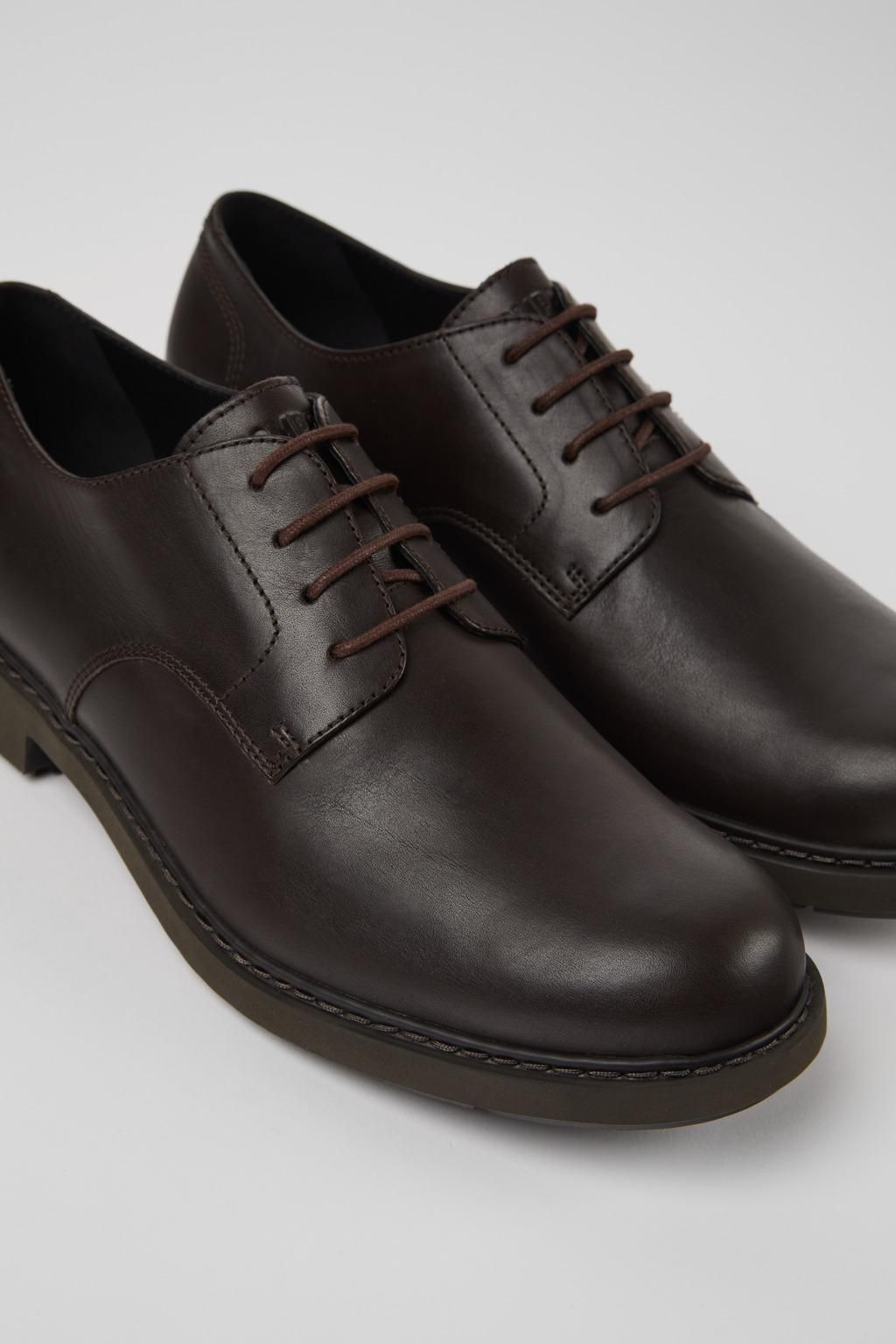 캠퍼 브라운 레더 블루처 슈즈 Neuman K100152-022 BROWN - 상세 이미지 2