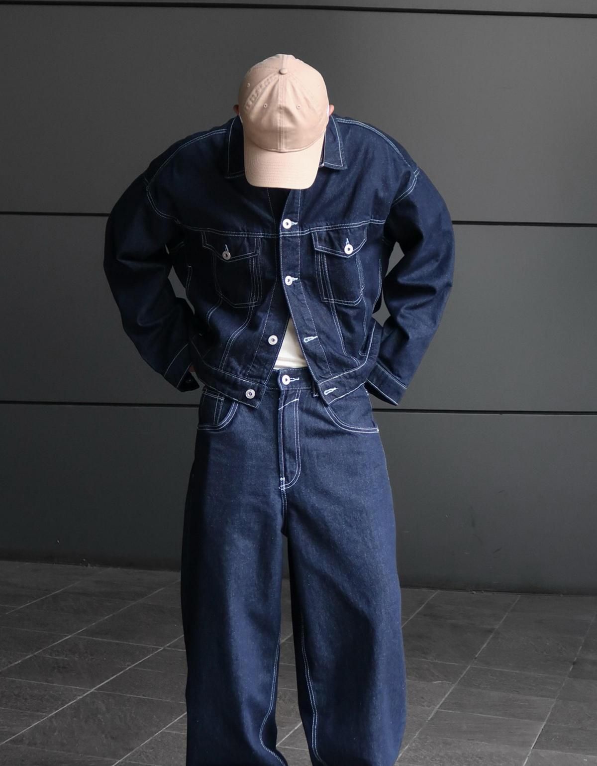 버쉬카 트렌디 데님 슈퍼 배기핏 청바지 5347/352 NAVY - 상세 이미지 4