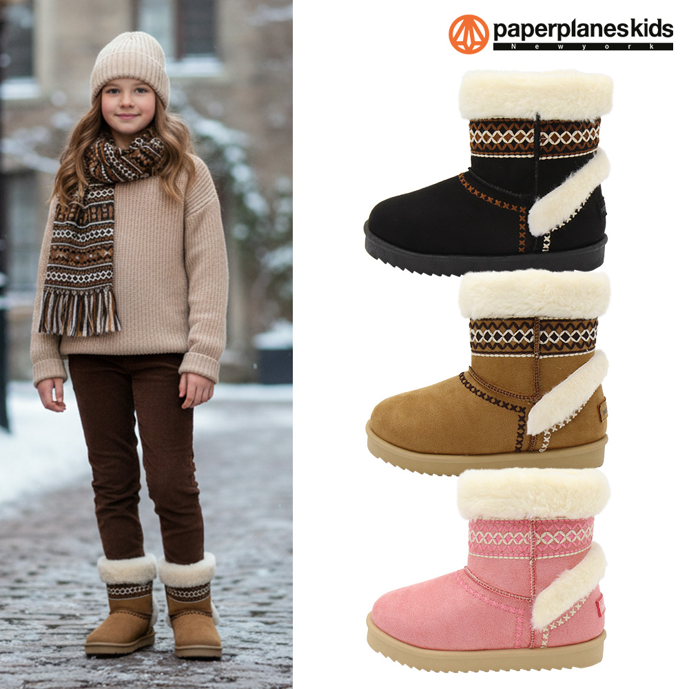 아동 키즈 털 부츠 어린이 방한화 여아 남아 겨울 퍼 앵클 기모 스웨이드 초등 PS8237 제품 이미지