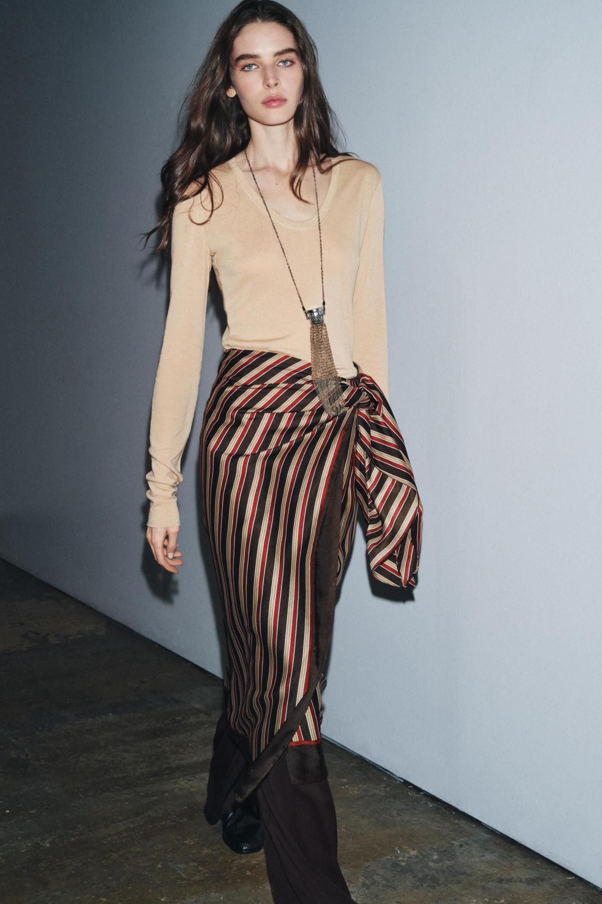 자라 스트라이프 랩 미디 스커트 9070/081 STRIPED 이미지 7