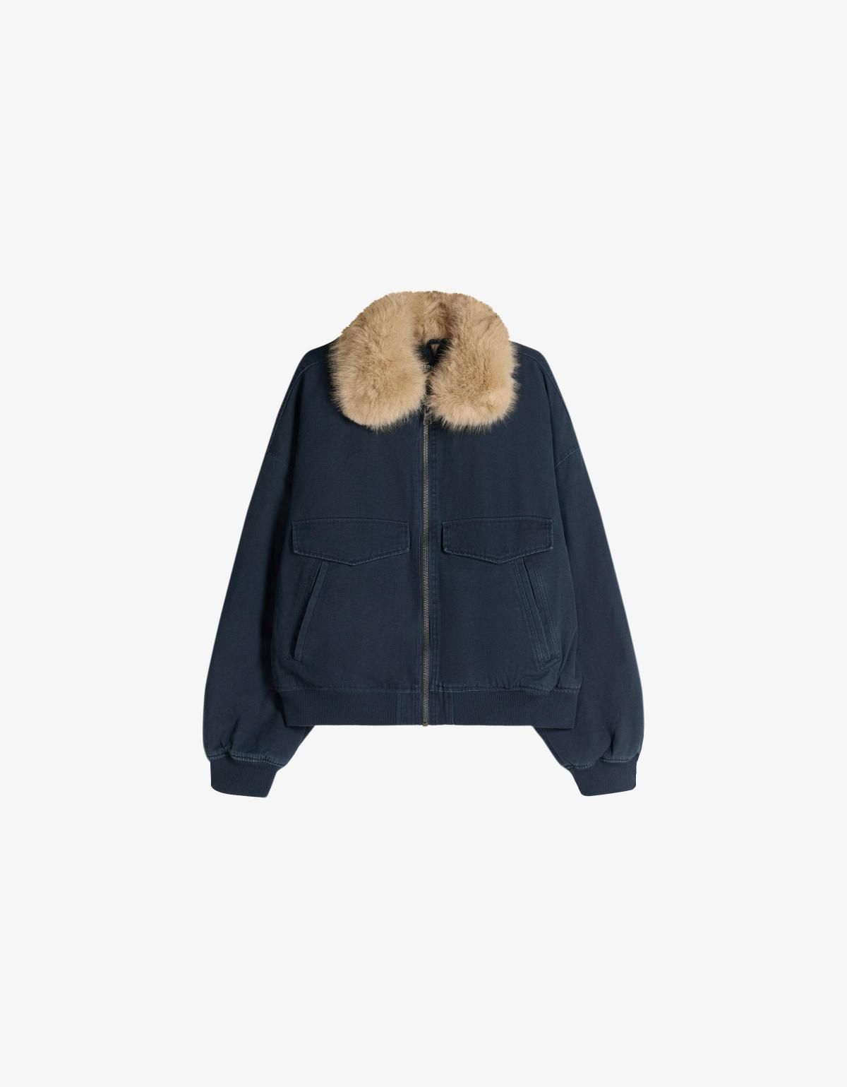 버쉬카 퍼 카라 블루종 재킷 6805/073 NAVY - 상세 이미지 3