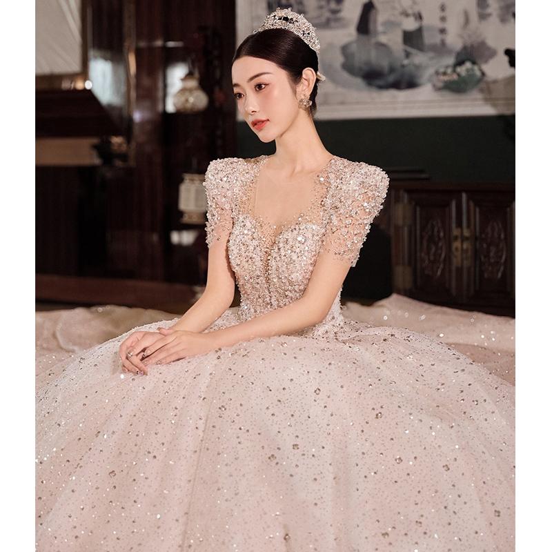 본식 웨딩 드레스 스팽글 신부 스튜디오 촬영 플로어 길이 단일웨딩드레스 액세서리없음 XS 40kg - 상세 이미지 3
